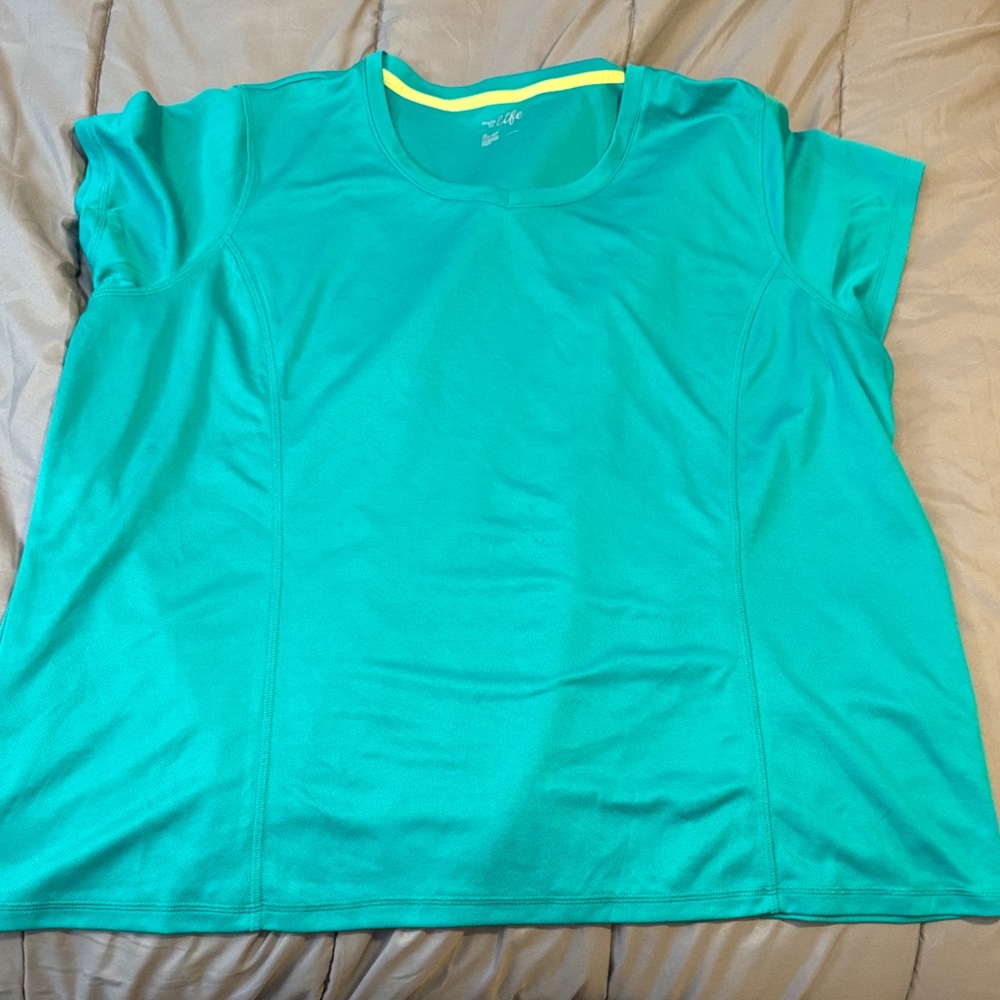 Blue/green  Short Sleeve Active Top